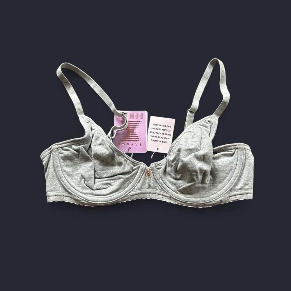 Grey cotton bralette with adjustable straps and underwire #lingerie Savage fenty